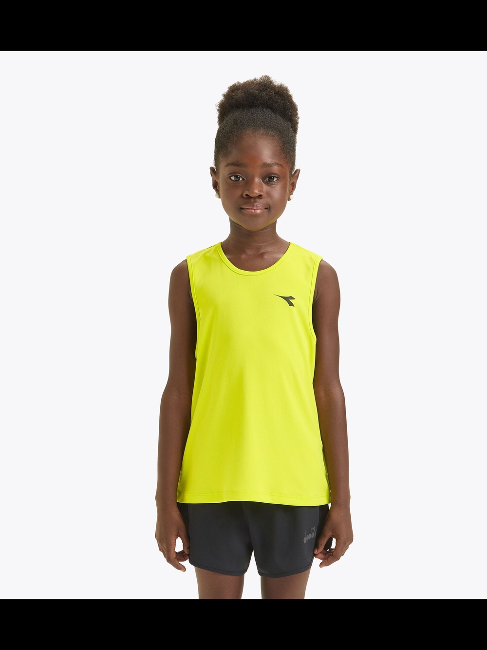 Diadora Girls Neon Yellow Athletic Tank with Logo Size Medium